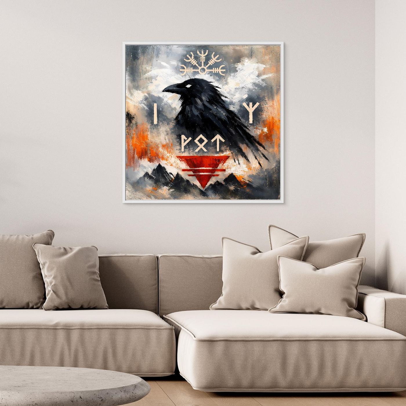 Leinwand Odin's Rabe | Wikinger Runen & Vegvísir Nordisches Wandbild