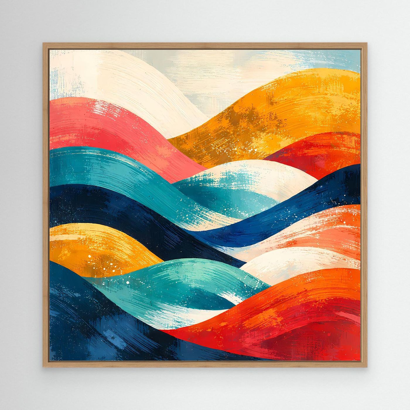 Leinwand Abstrakte Farbenfrohe Hügellandschaft | Modernes Wandbild auf Holz-Keilrahmen