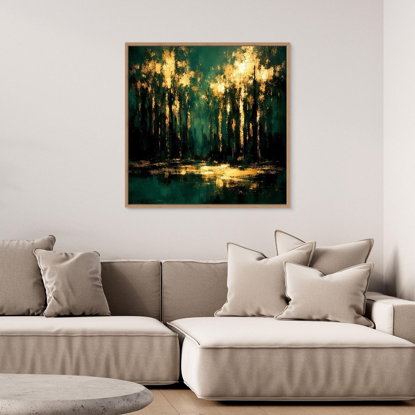 Leinwand Mystischer Wald im Abendlicht | Abstraktes Natur Wandbild Moderne Kunst