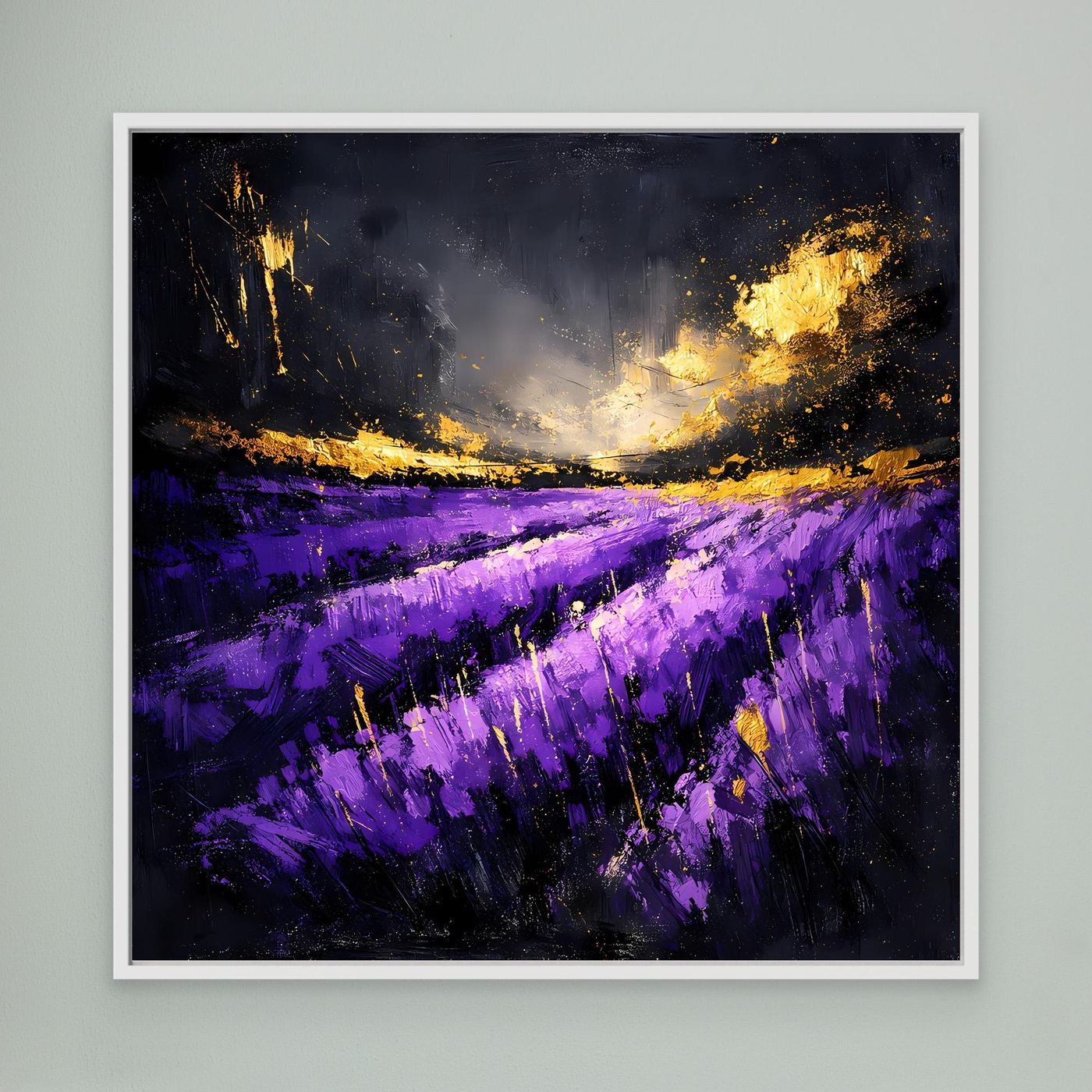 Leinwand Abstraktes Lavendelfeld im Abendlicht | Modernes Natur Wandbild