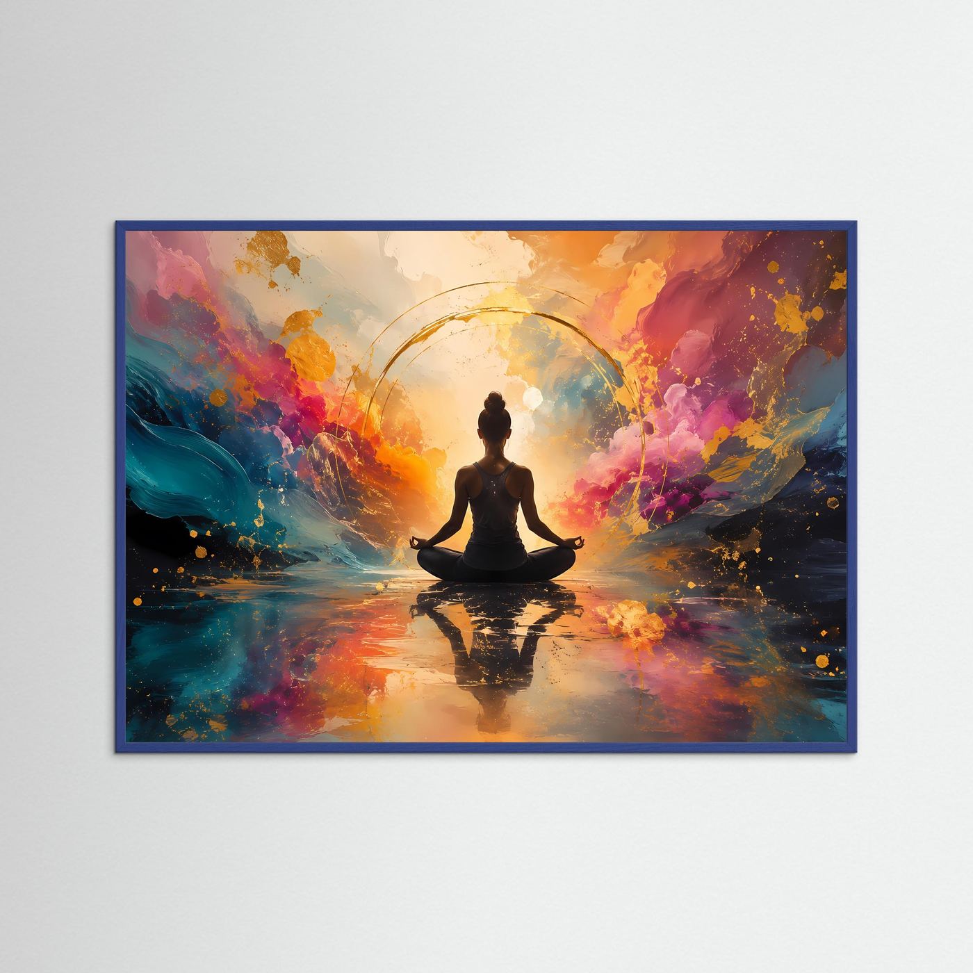 Harmonie der Elemente | Spirituelles Yoga & Meditation Poster mit Gold-Akzenten
