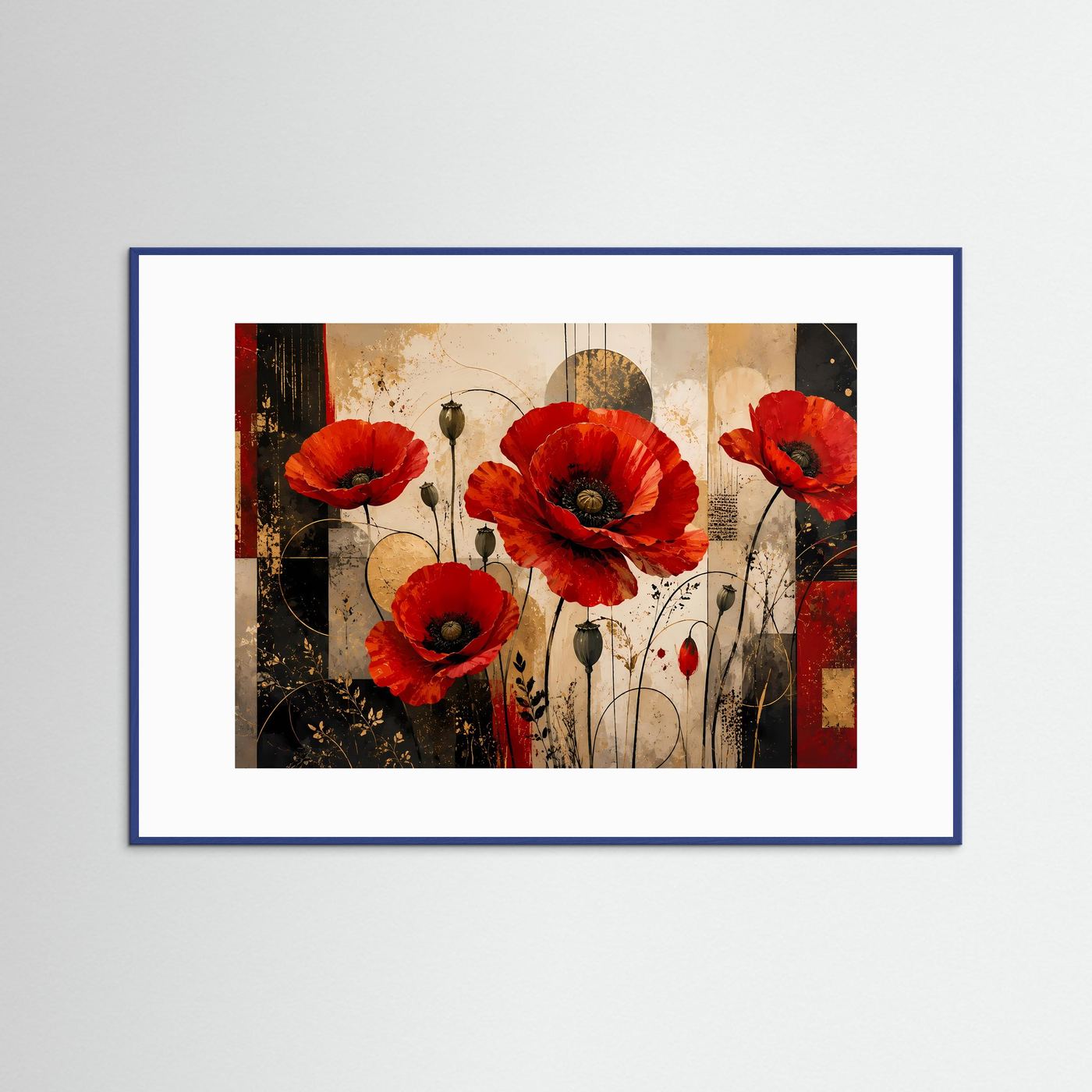 Elegante Mohnblumen im abstrakten Stil | Blumen & Kunst-Wandbild