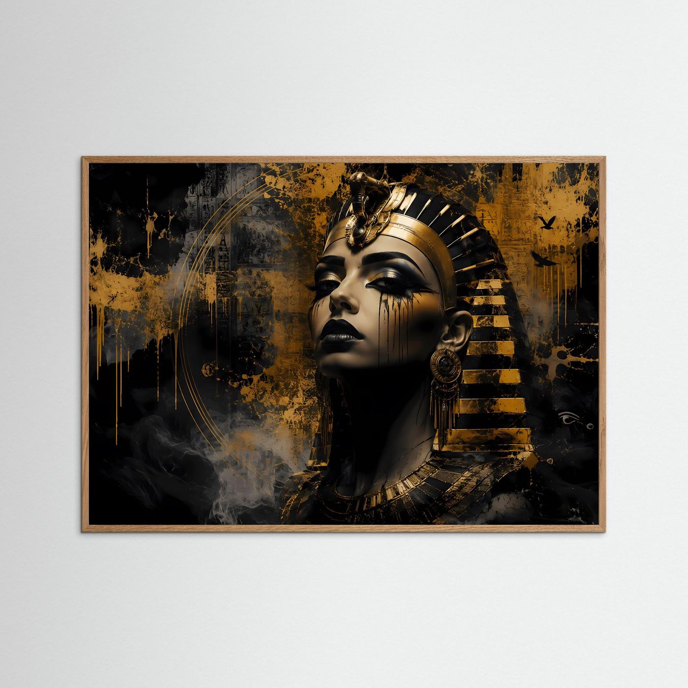 Ägyptische Königin in Schwarz & Gold | Modernes Pharaonin Wandbild & Kunst-Poster