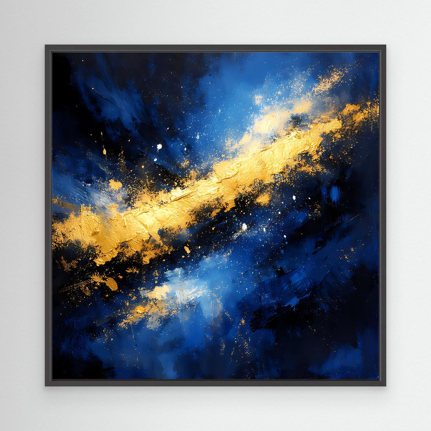 Leinwand Abstraktes Universum in Blau und Gold | Modernes Kosmos Wandbild