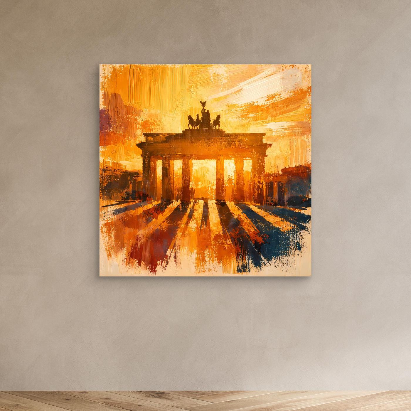 Leinwand Brandenburger Tor Goldene Abendstimmung | Abstraktes Berlin Wandbild