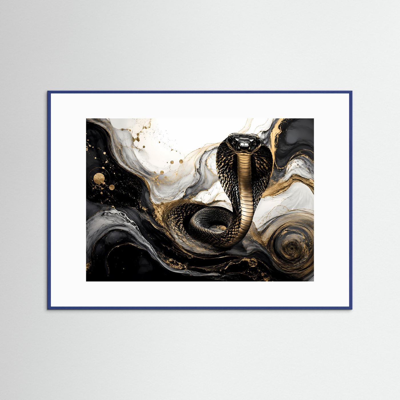 Elegante Kobra in Gold & Schwarz | Moderne abstrakte Tierkunst Poster