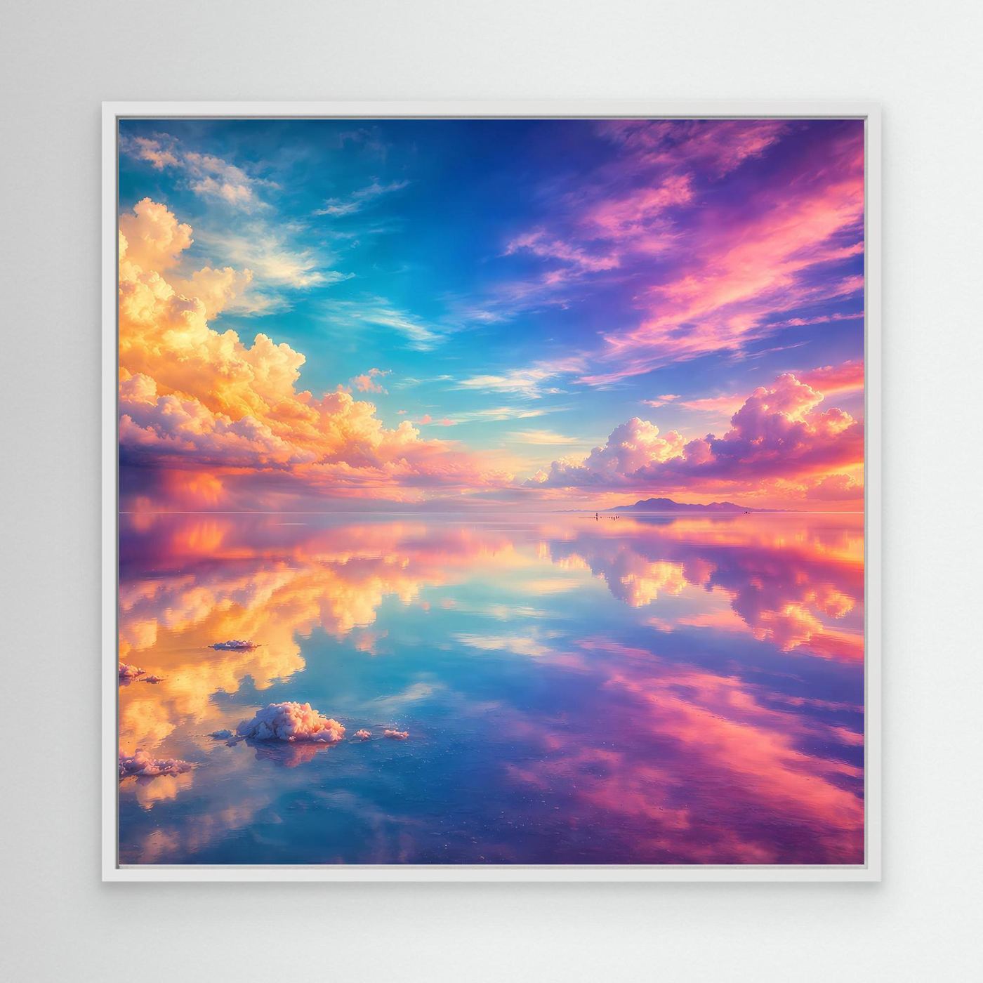 Leinwandbild Magischer Salzsee | Abstraktes Himmel-Spiegelungs Wandbild auf echtem Holzkeilrahmen