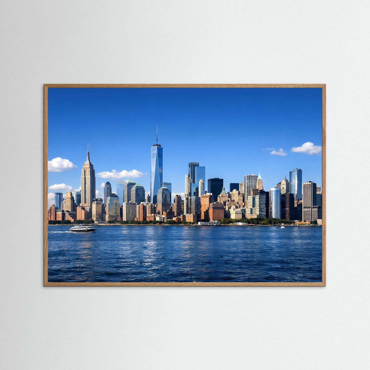 New York City Skyline am Hudson River | Panorama Wolkenkratzer & Metropole Poster Querformat