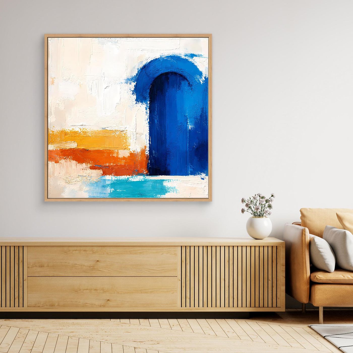 Leinwand Blauer Marokkanischer Torbogen | Abstraktes Orientalisches Wandbild