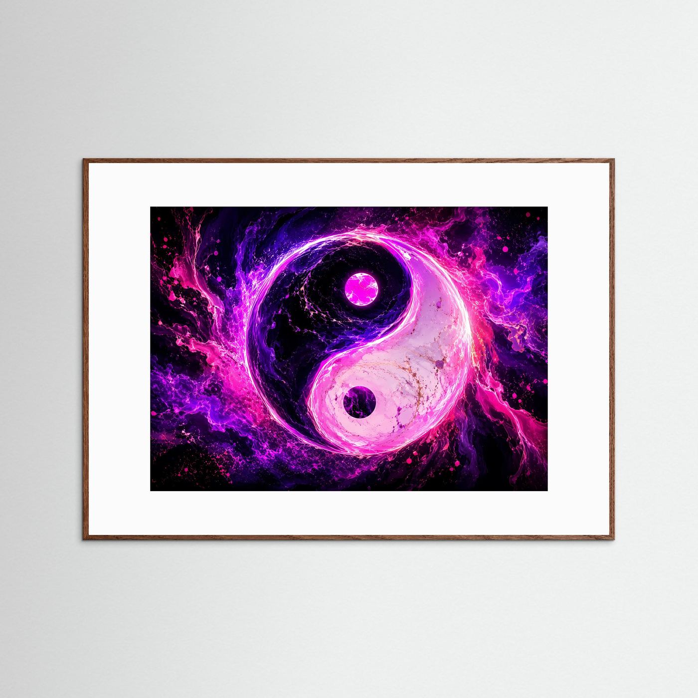 Yin Yang Poster Neon Pink | Spirituelle Wandkunst | Abstraktes Balance Symbol | Moderne Zen Kunst | Energie & Harmonie | Premium Fine Art