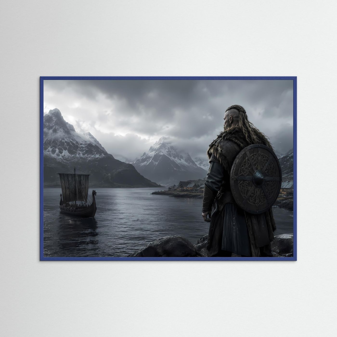 Wikinger am nordischen Fjord | Mystische Wikinger Landschaft mit Langschiff