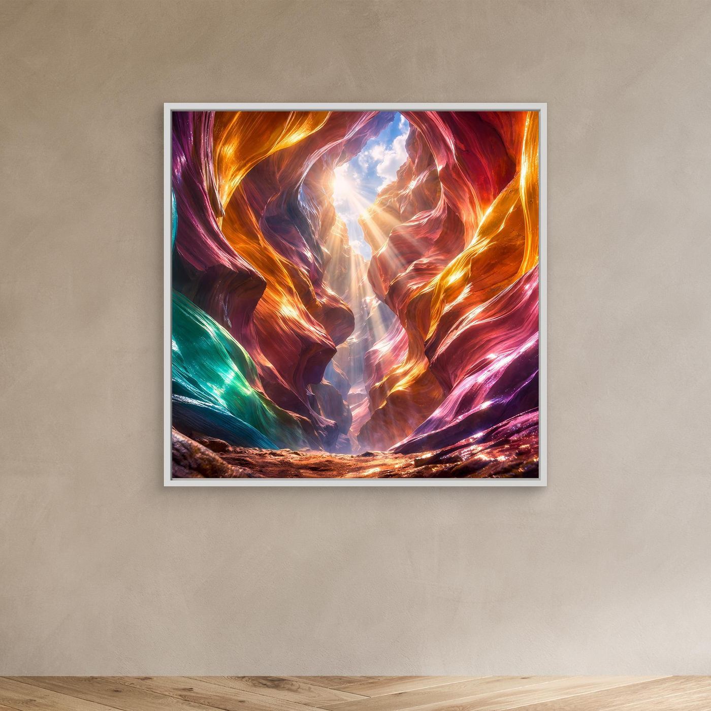 Leinwandbild Magischer Antelope Canyon | Abstraktes Felsenschauspiel Wandbild auf echtem Holzkeilrahmen