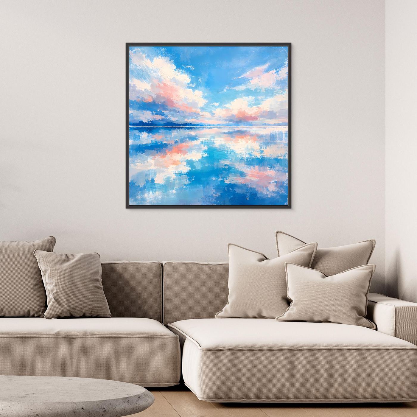 Leinwand Abstrakte Meereslandschaft mit Wolken | Modernes Wandbild auf Keilrahmen
