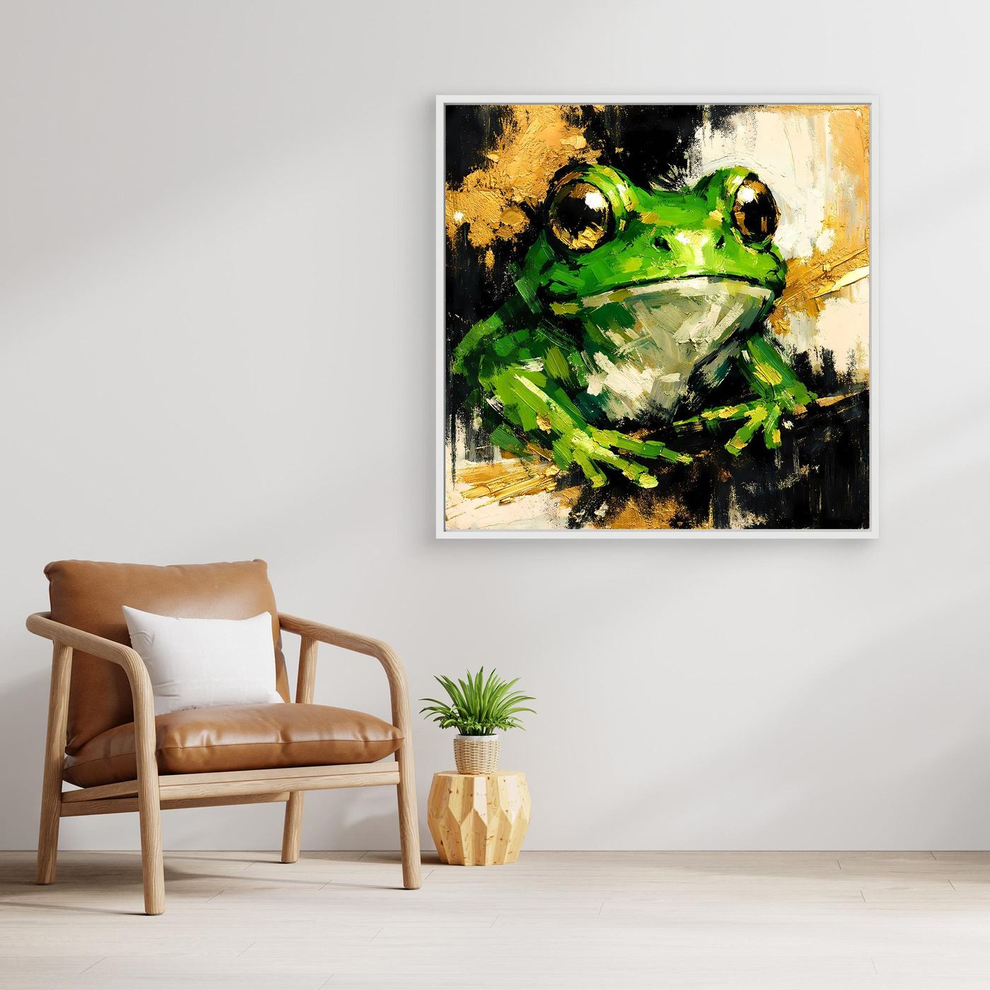 Leinwand Farbenfroher Grüner Frosch | Abstraktes Tier Wandbild