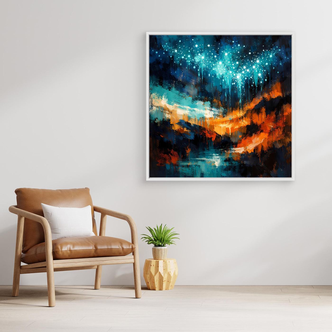 Leinwand Magische Glühwürmchen-Höhle | Abstraktes Natur Fantasy Wandbild