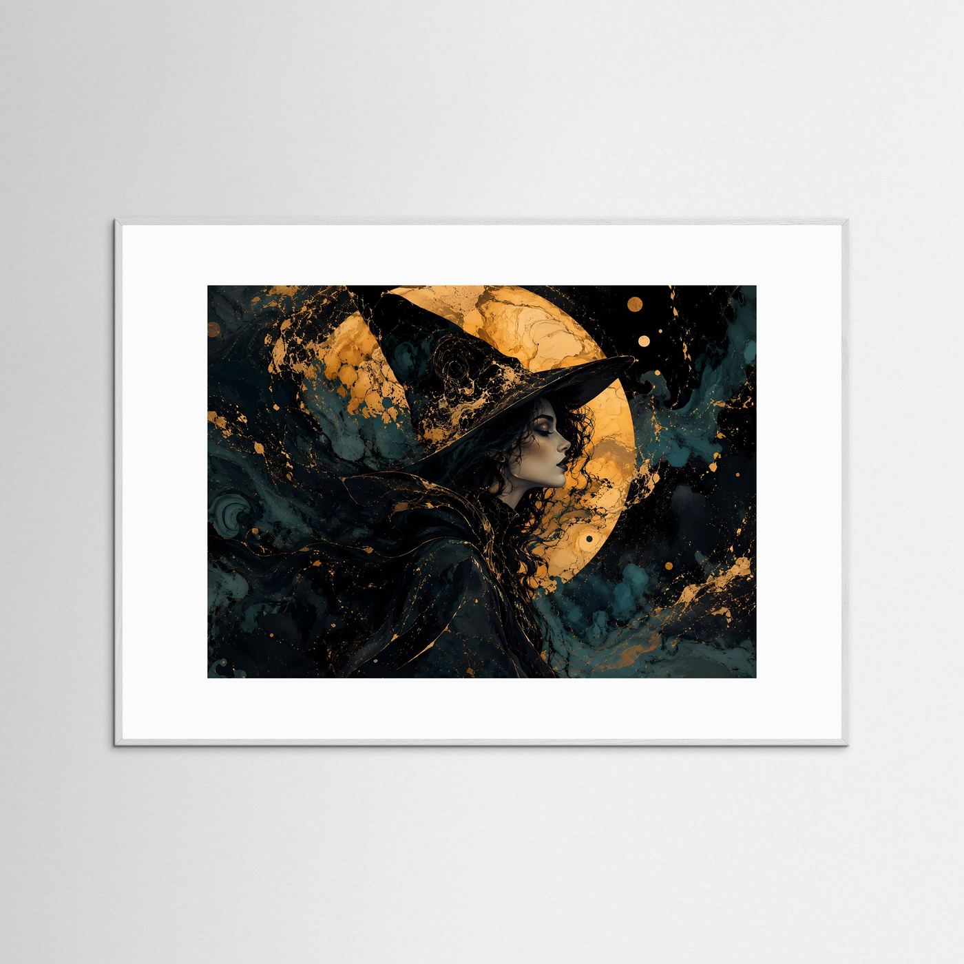 Mystische Hexe im Mondschein | Modernes Fantasy & Magie Poster im Hochformat