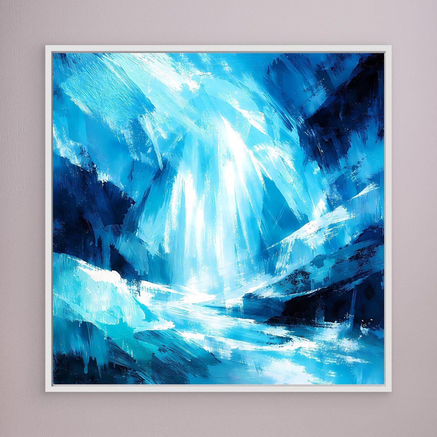 Leinwand Magischer Eiswasserfall | Abstraktes Natur Fantasy Wandbild