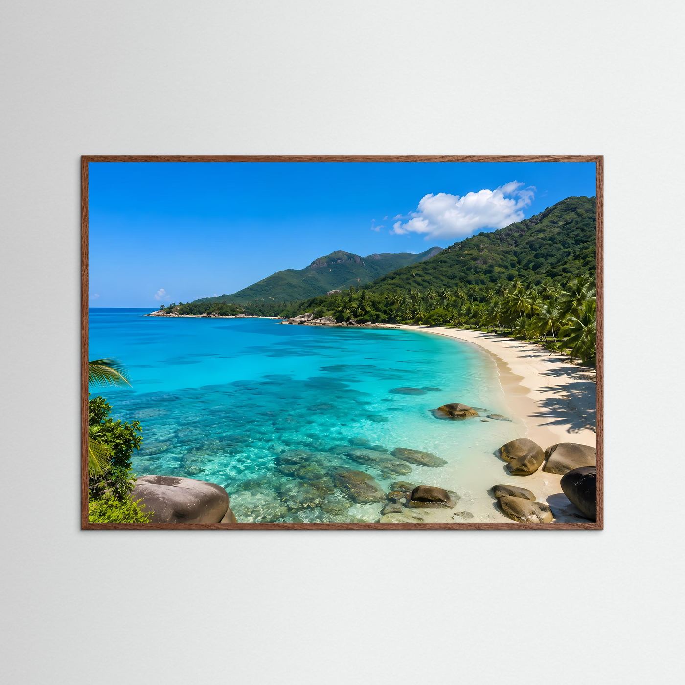 Tropische Traumbucht | Türkisblaues Meer & Palmen Wandbild