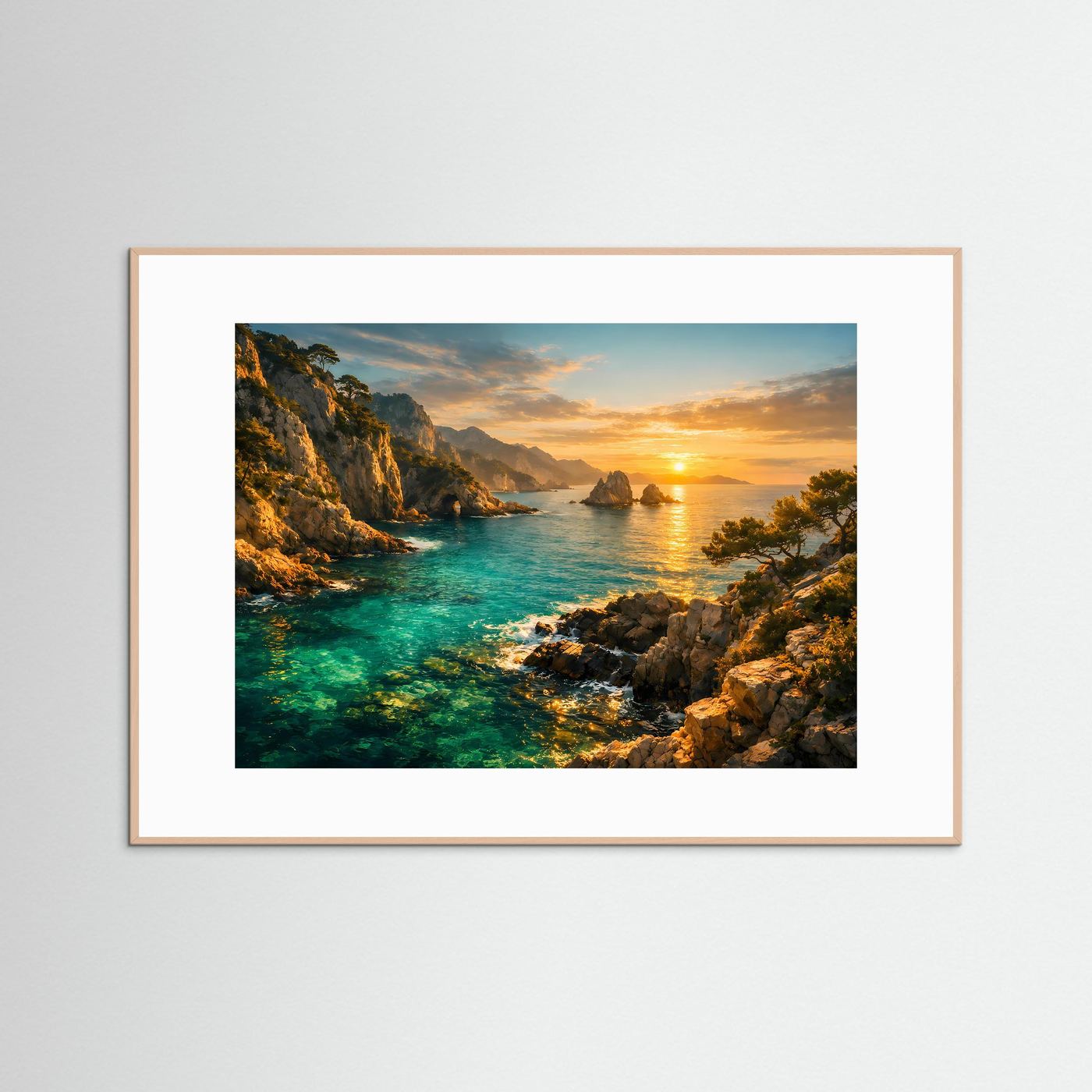Sonnenuntergang an der Steilküste | Panorama Meer & Natur Poster Querformat