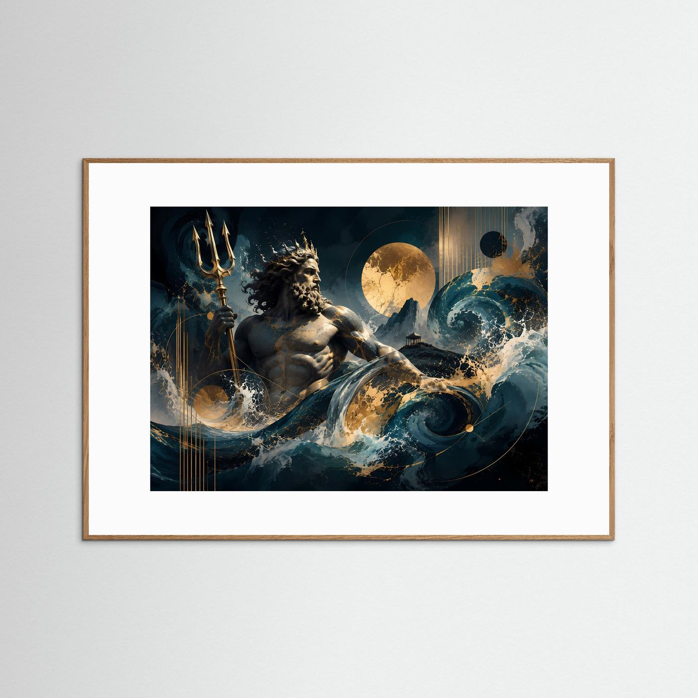 Poseidon – Herrscher der Meere | Abstrakte Mythologie in Blau & Gold