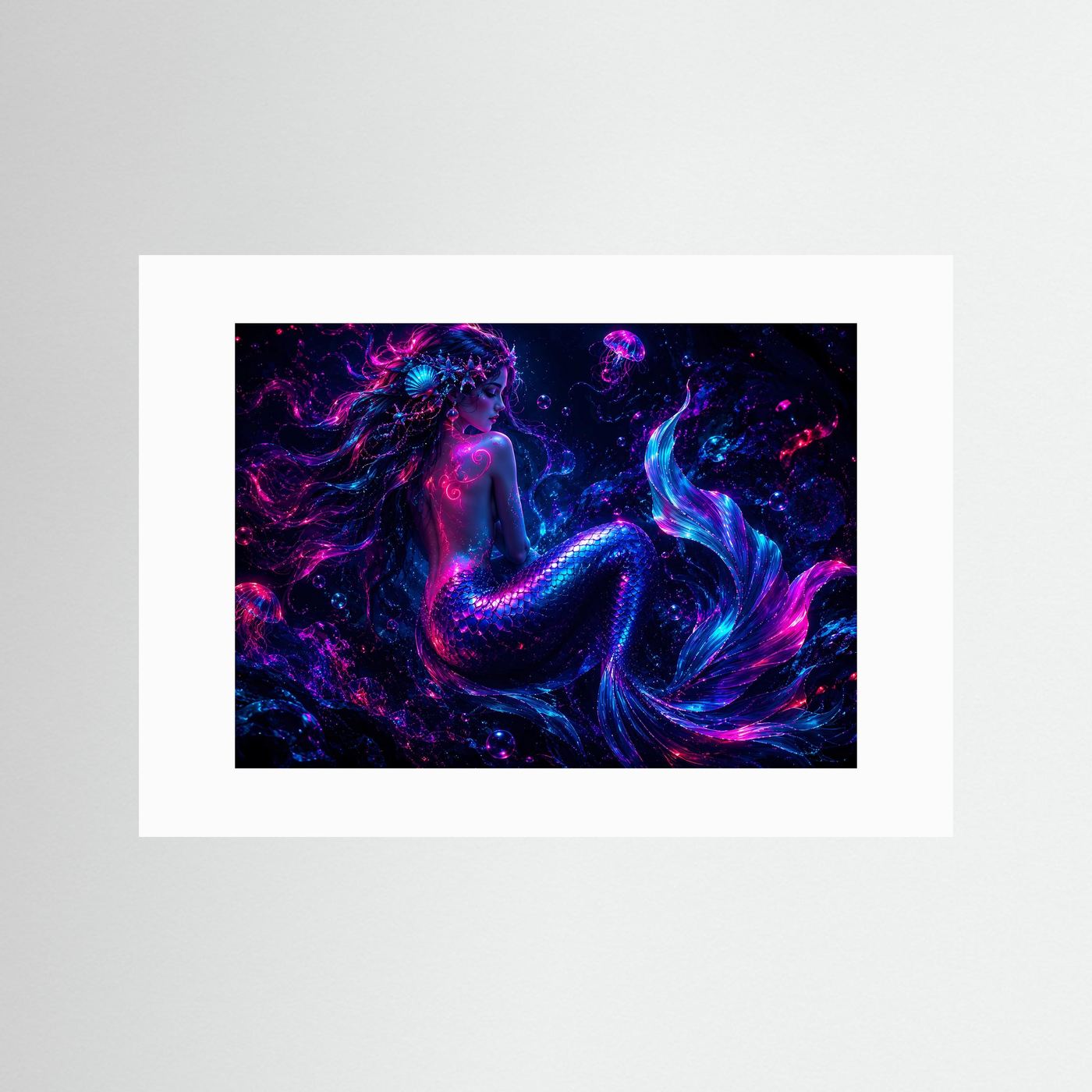 Neon Meerjungfrau | Mystische Unterwasserwelt in Pink & Blau