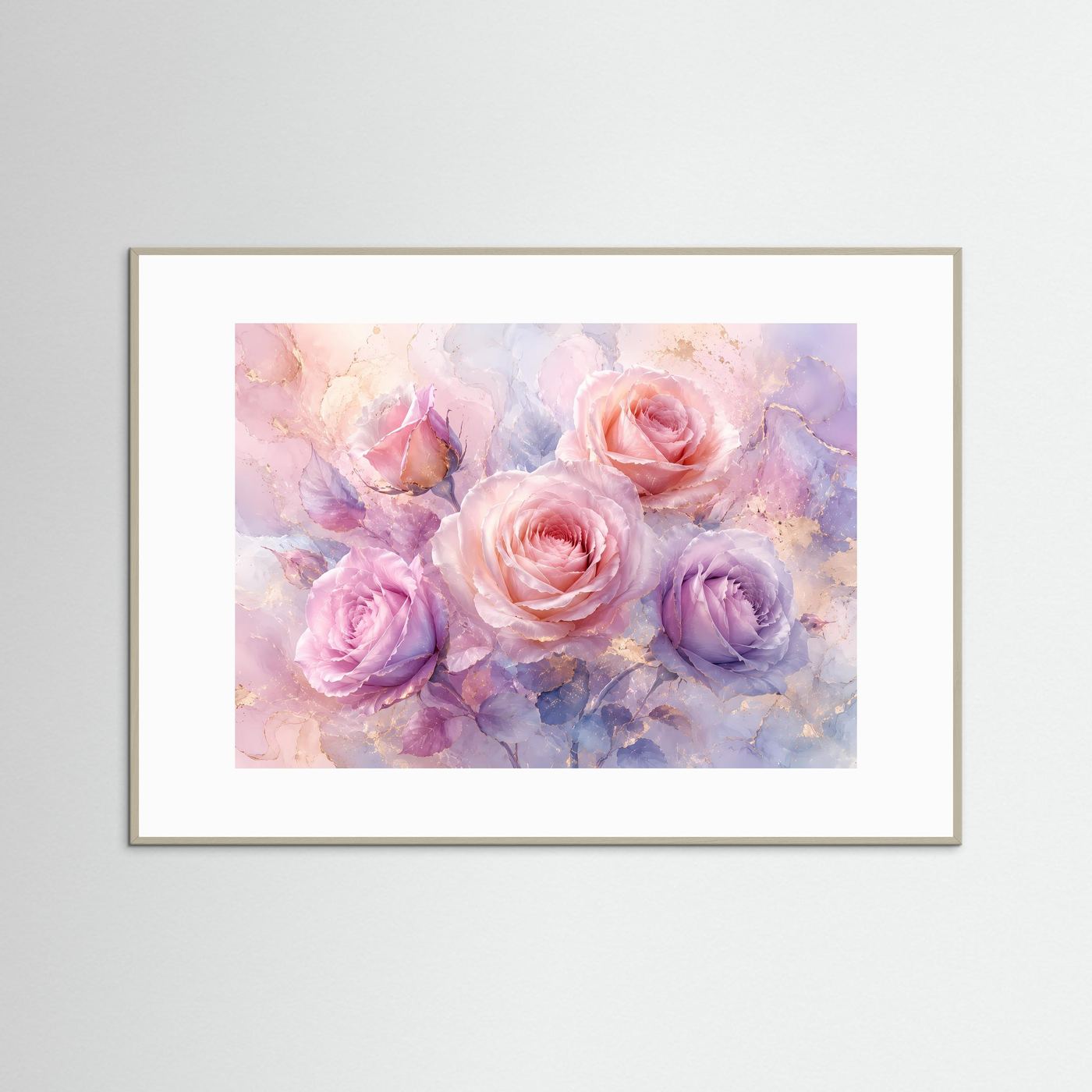 Rosen Poster Pastell | Zarte Rosenblüten in Rosa & Flieder | Florale Wandkunst | Modernes Blumenbild | Leinwand | Premium Wall Art