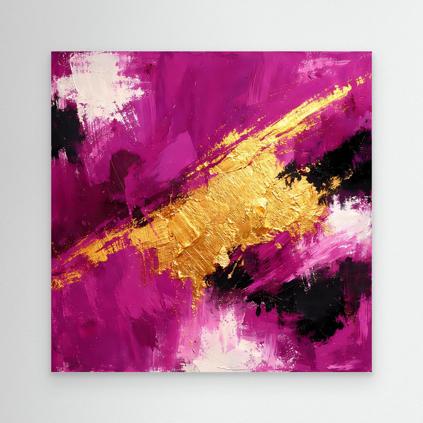 Leinwand Expressives Farbenspiel in Beere und Gold | Modernes Abstraktes Wandbild