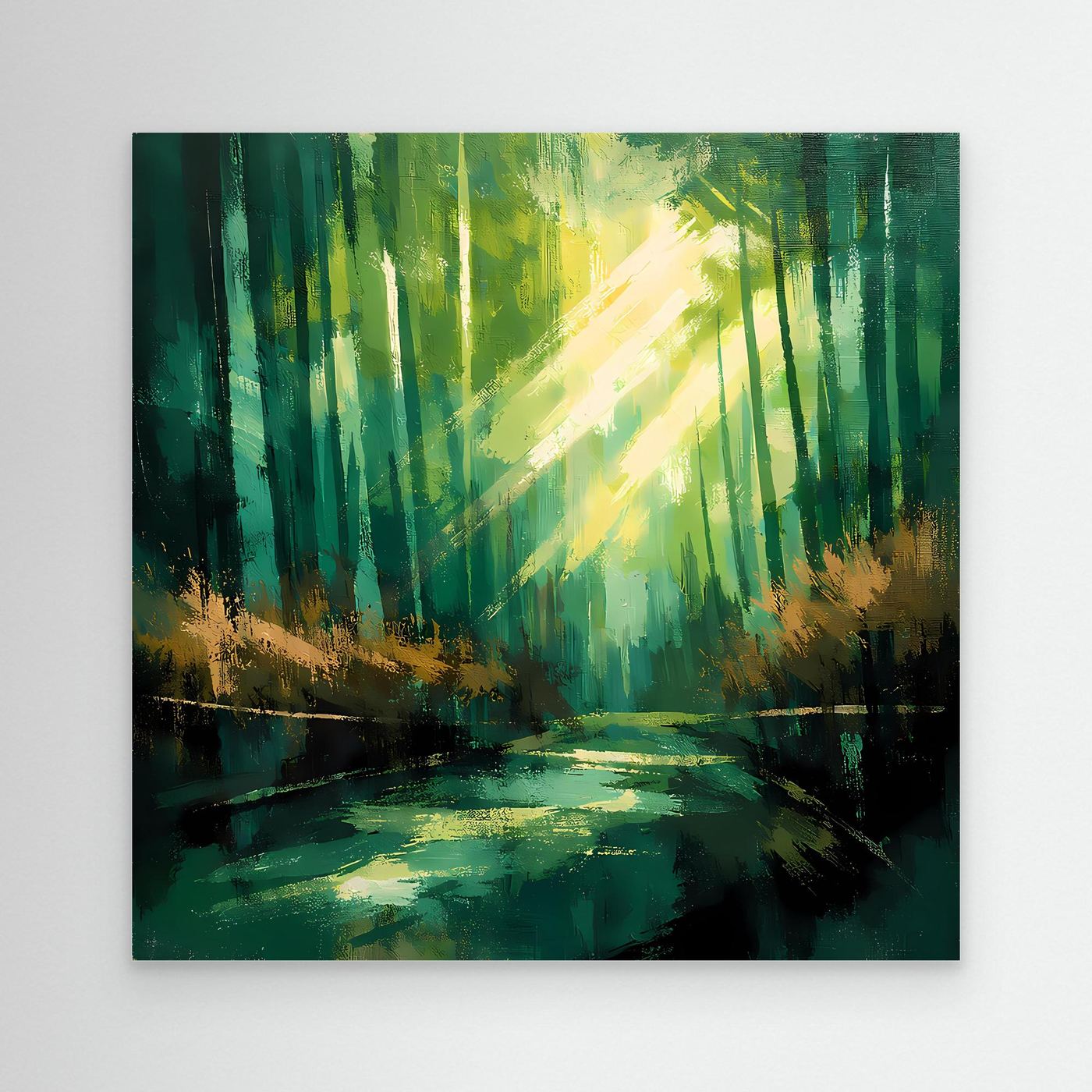 Leinwand Lichtdurchfluteter Zauberwald | Abstraktes Natur Wandbild