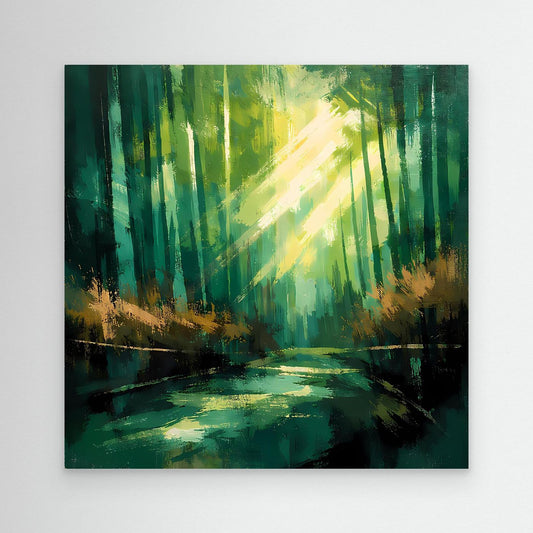 Leinwand Lichtdurchfluteter Zauberwald | Abstraktes Natur Wandbild