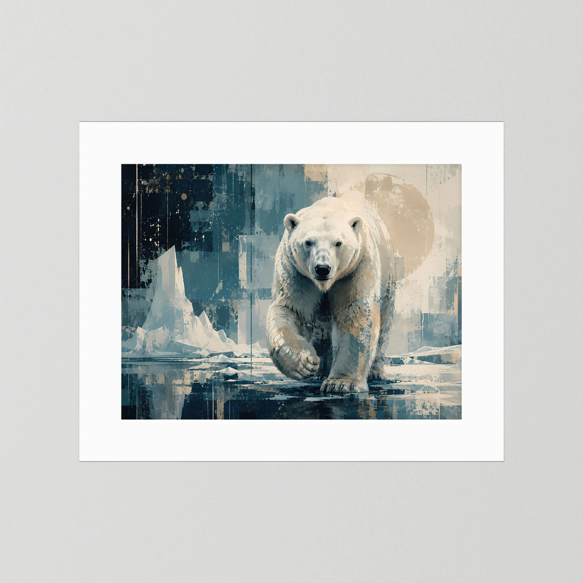 Poster im Querformat mit Eisbär-Motiv und weißem Passepartout