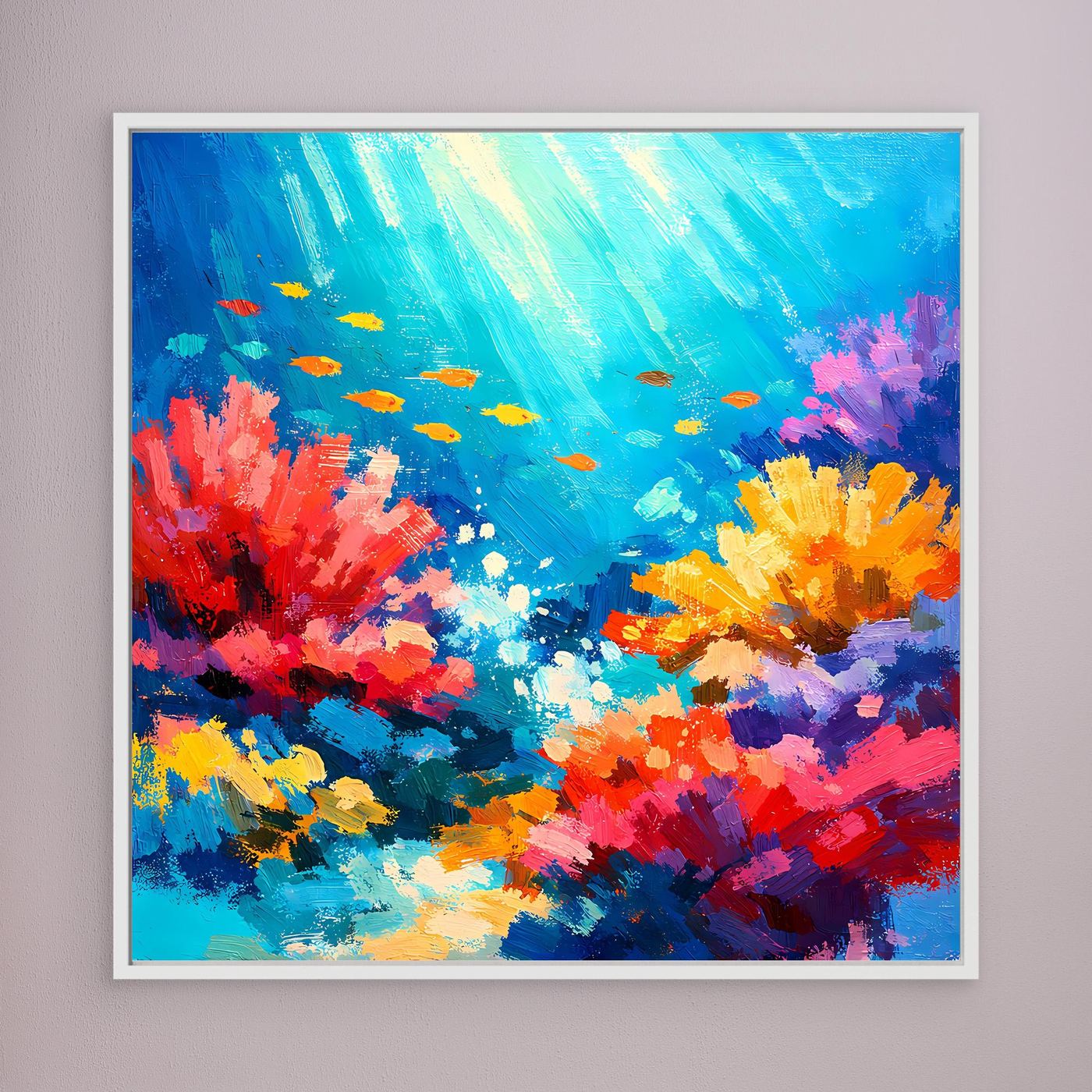 Leinwand Abstraktes Korallenriff Unterwasser | Modernes Ozean Wandbild Bunt