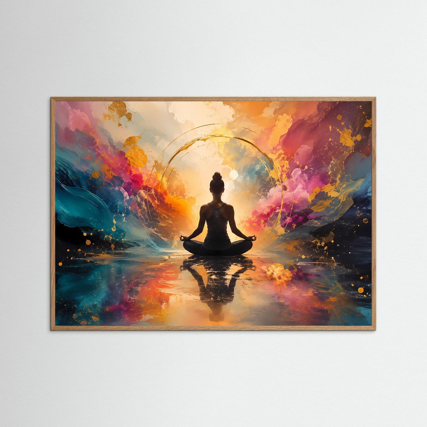 Harmonie der Elemente | Spirituelles Yoga & Meditation Poster mit Gold-Akzenten