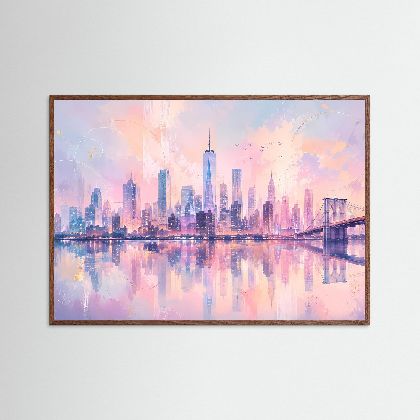 New York Skyline Poster | Pastell Stadt Panorama | Moderne City Wandkunst | Abstraktes Manhattan Wandbild