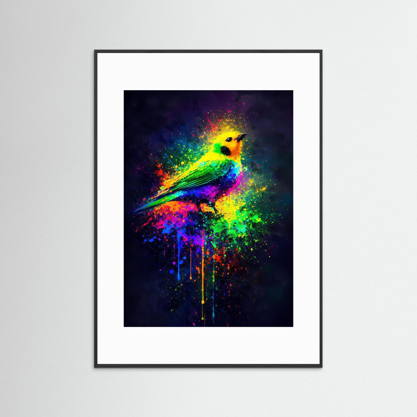 Farbexplosion der Natur | Modernes Vogel Poster bunt & lebendig | Abstraktes Kunstposter Hochformat
