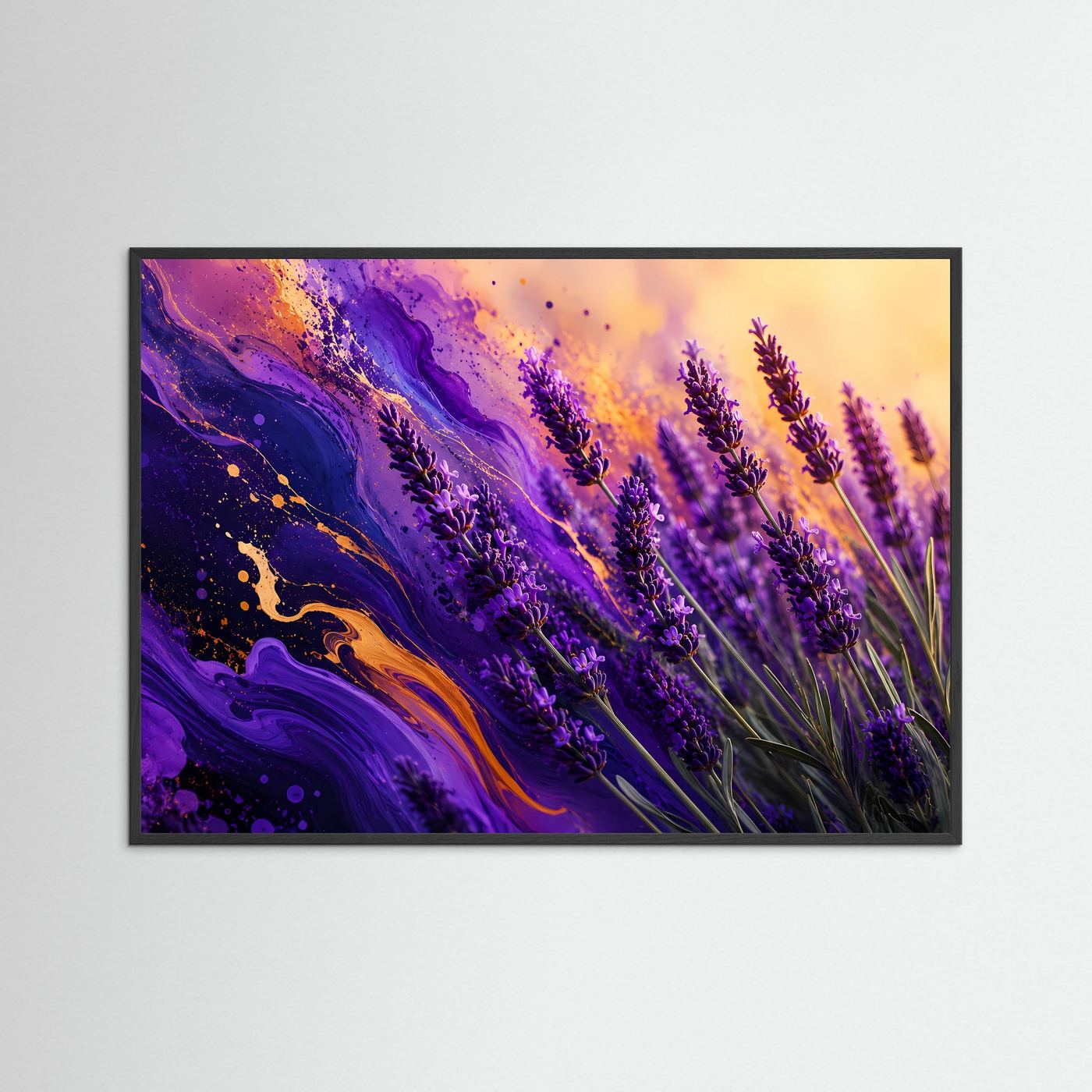 Lavendel in Violett & Gold | Abstrakte Blumen Kunst