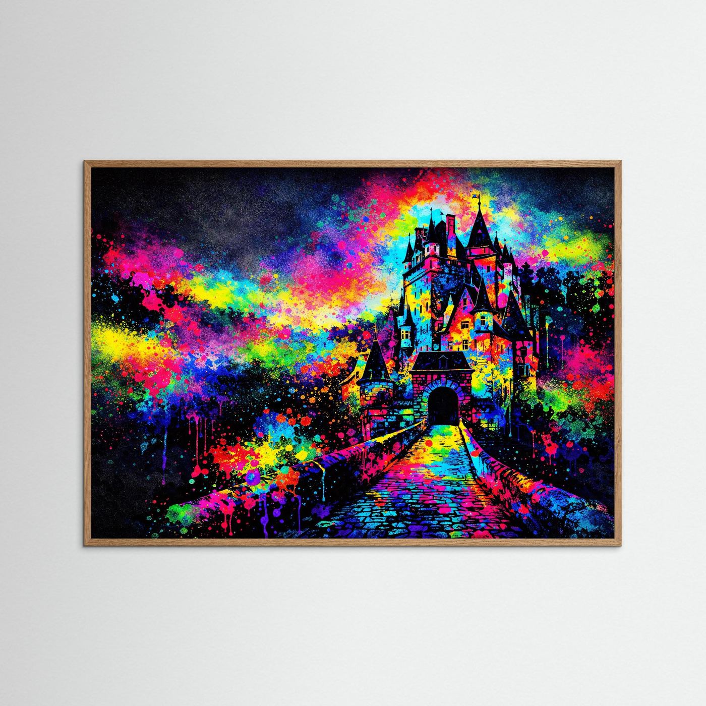 Mittelalterliche Burg Eltz Expressionismus | Bunte Architektur & Kunst Poster Querformat