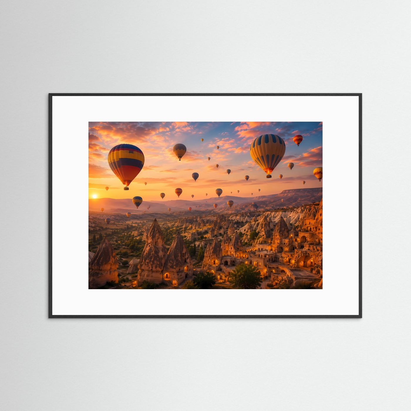 Magisches Kappadokien bei Sonnenaufgang | Heißluftballons & Türkei Poster