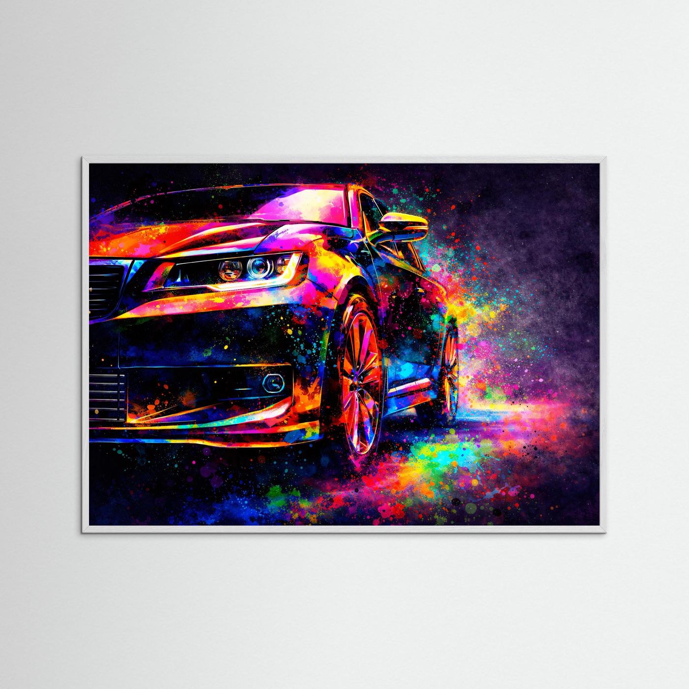 Sportwagen im Farbrausch | Modernes Auto Pop Art Poster Querformat