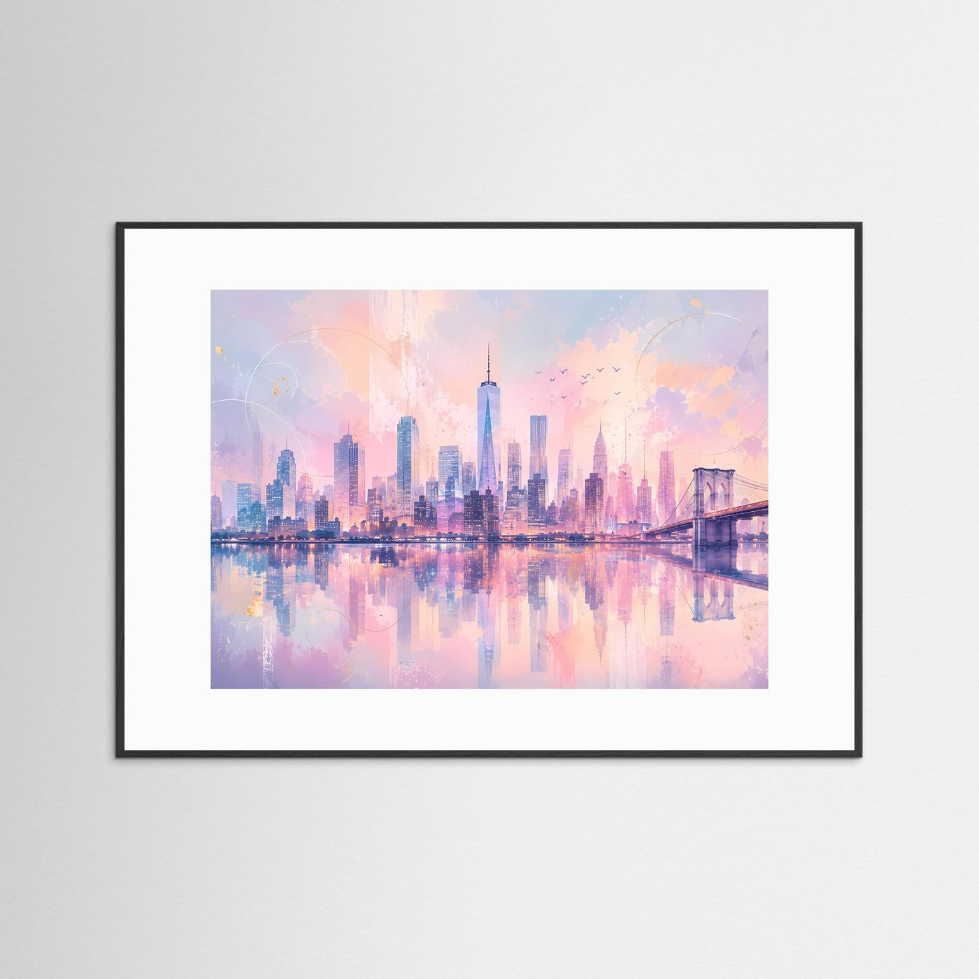 New York Skyline Poster | Pastell Stadt Panorama | Moderne City Wandkunst | Abstraktes Manhattan Wandbild