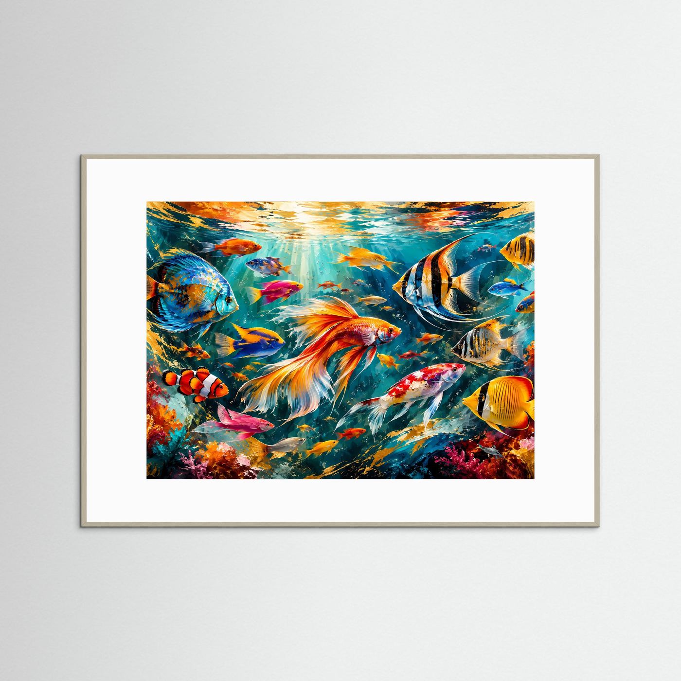 Unterwasserwelt in bunten Farben | Modernes Wandbild mit Korallenriff & exotischen Fischen