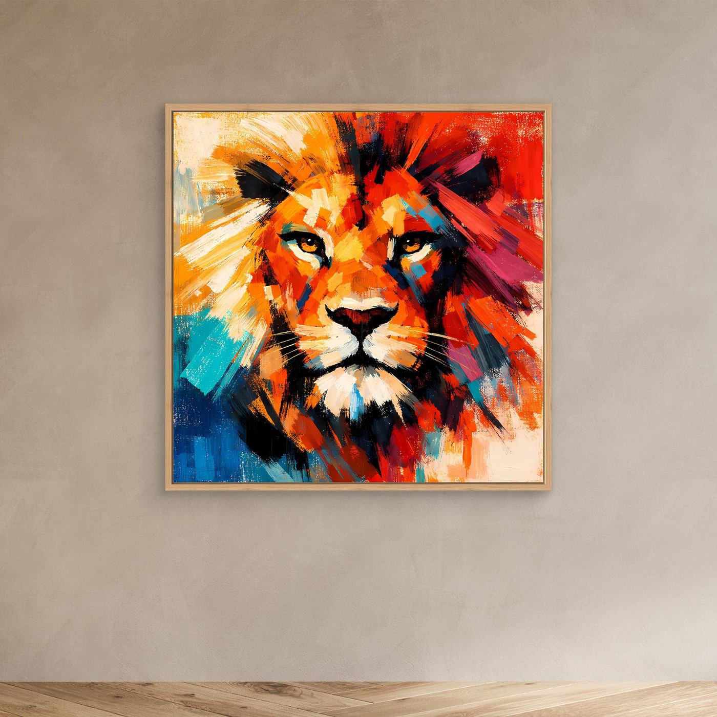 Leinwand Majestätischer Löwe im Farbenrausch | Abstraktes Tier Wandbild