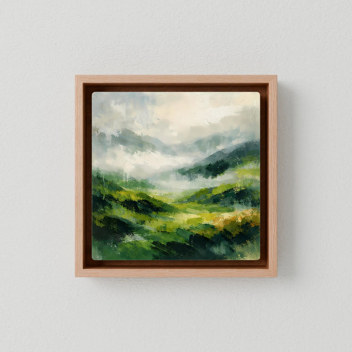 Leinwand Abstraktes Hügellandschaft Gemälde | Modernes Grünes Tal Wandbild Natur