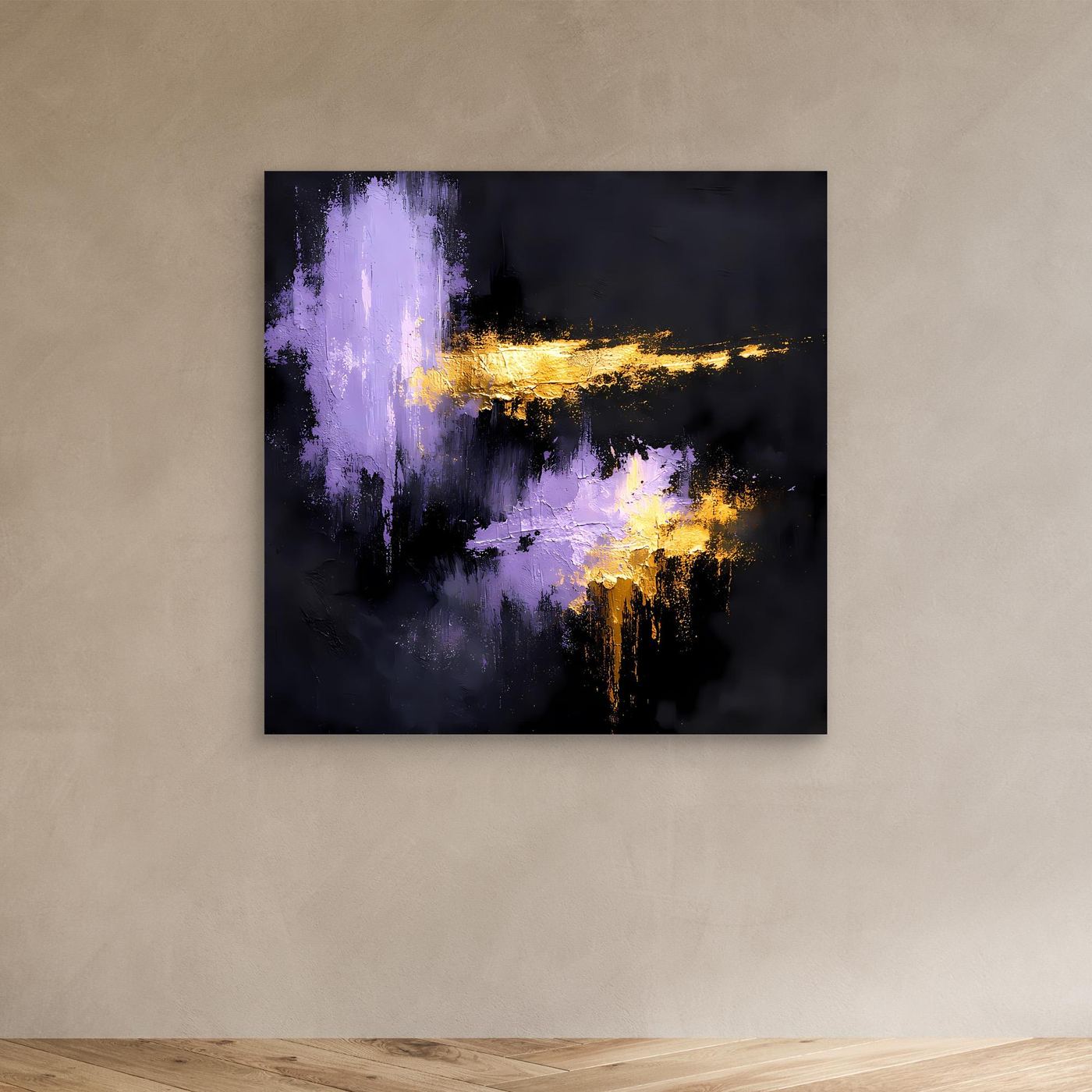 Leinwand Elegante Lila Nuancen und Gold | Modernes Abstraktes Expressionismus Wandbild