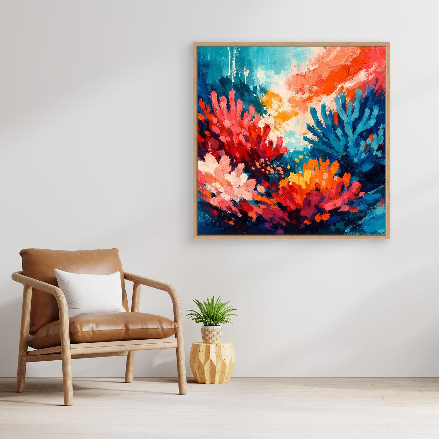 Leinwand Abstraktes Korallenriff im Farbenrausch | Modernes Unterwasser Wandbild