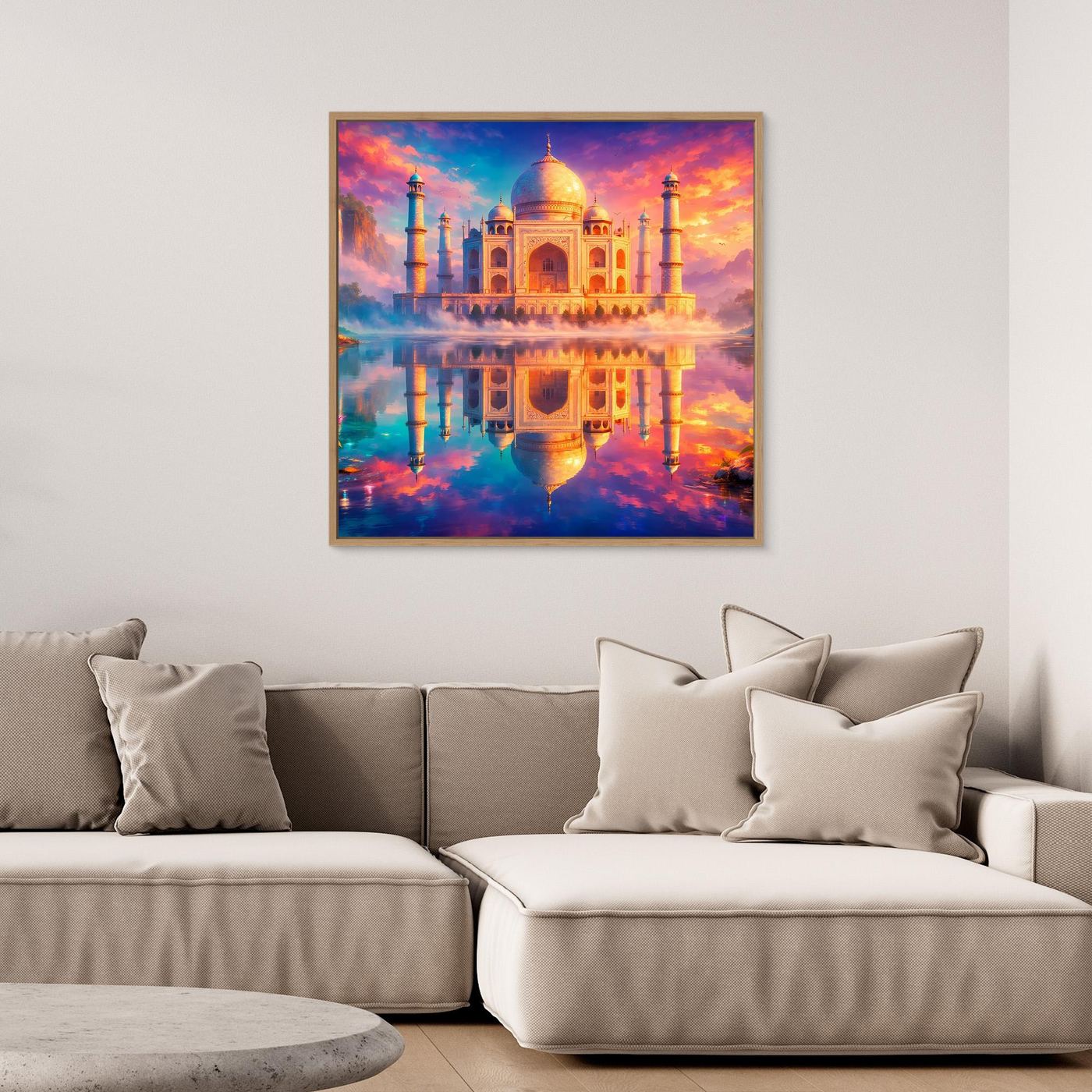 Leinwandbild Magisches Taj Mahal | Orientalisches Palast Wandbild auf echtem Holzkeilrahmen