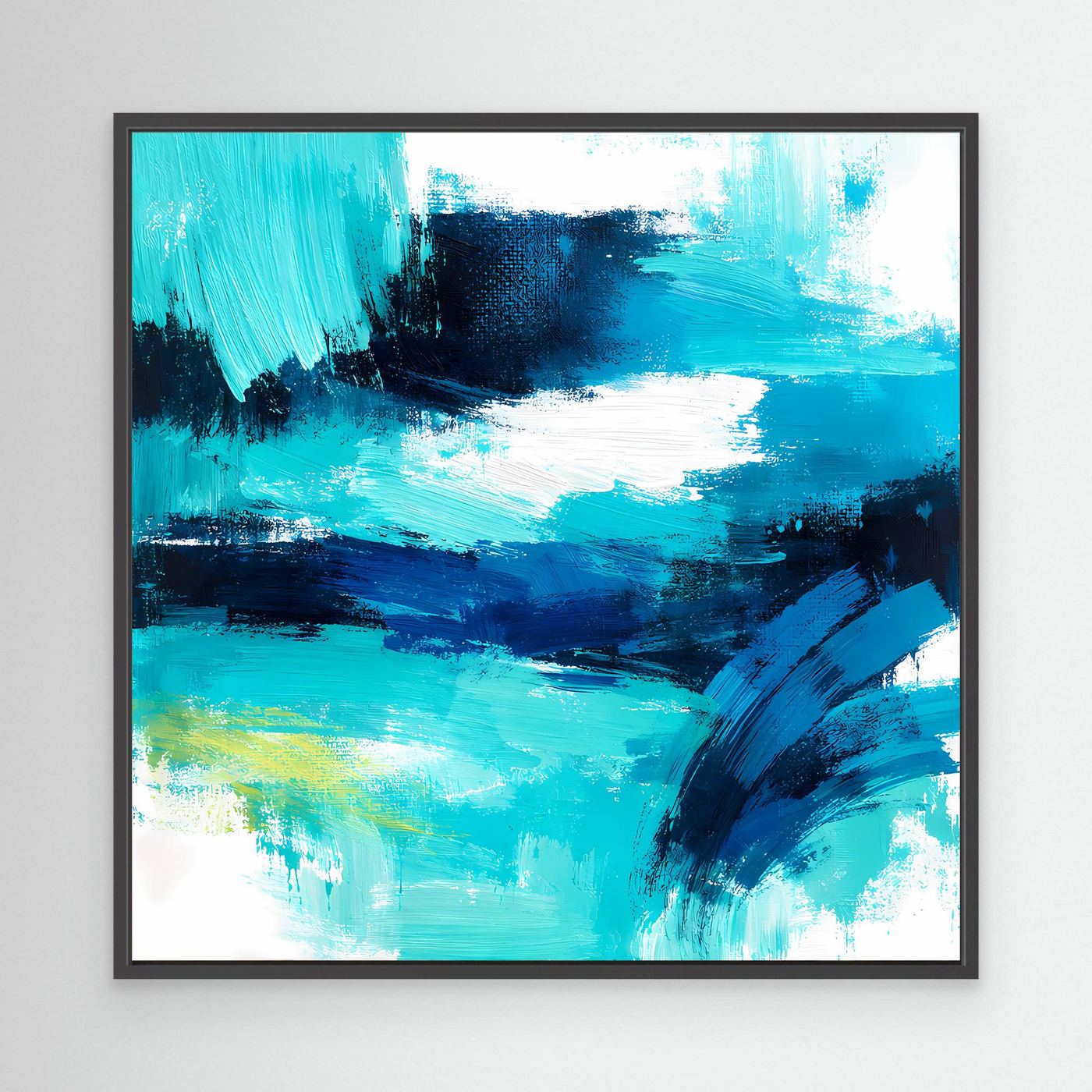 Premium Leinwand Modernes Abstraktes Wandbild Ocean Blue | Maritimes Kunstwerk im Impasto-Stil