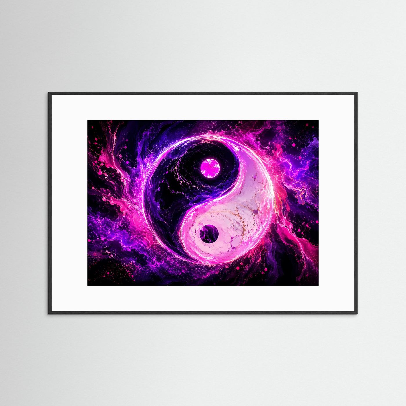 Yin Yang Poster Neon Pink | Spirituelle Wandkunst | Abstraktes Balance Symbol | Moderne Zen Kunst | Energie & Harmonie | Premium Fine Art