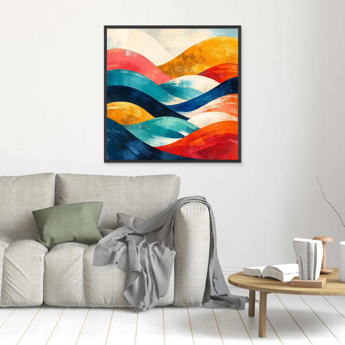 Leinwand Abstrakte Farbenfrohe Hügellandschaft | Modernes Wandbild auf Holz-Keilrahmen