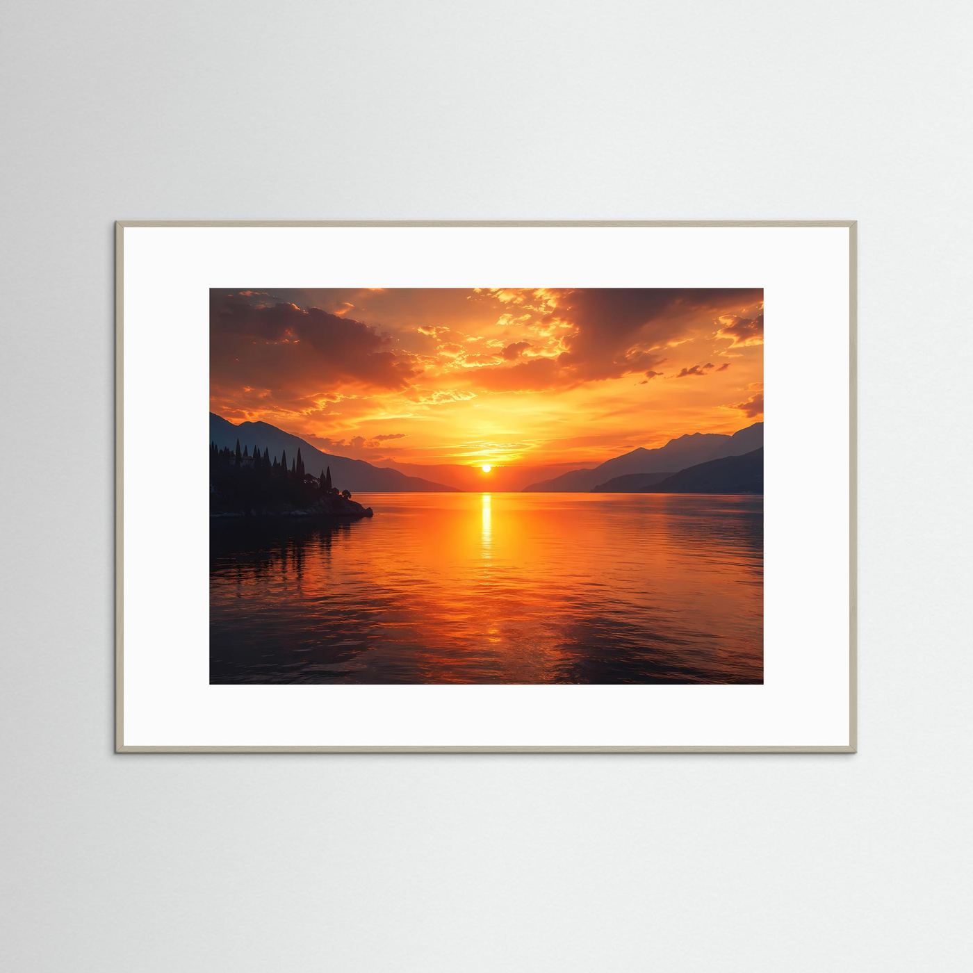 Goldener Abend am See | Romantisches Sonnenuntergang Panorama Poster