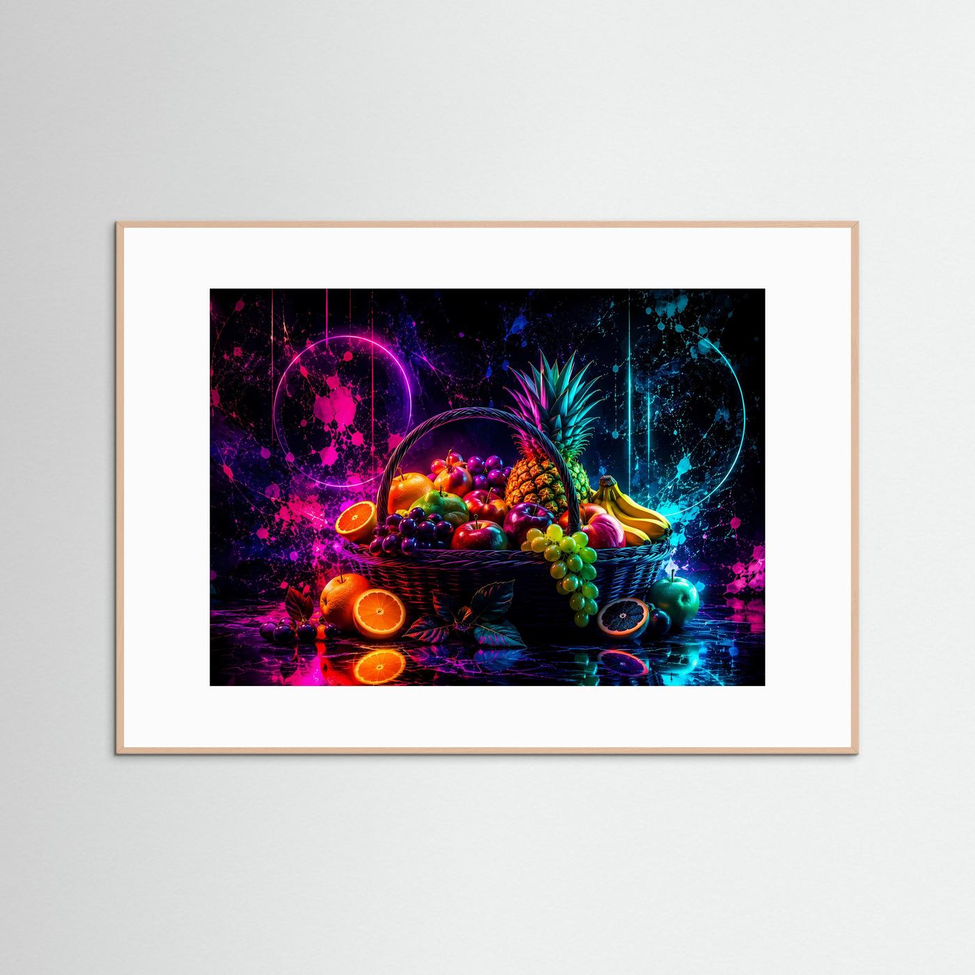 Neon Obstkorb in leuchtenden Farben | Moderne Pop Art mit Früchten